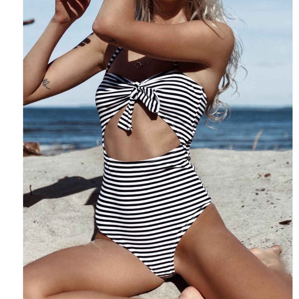 New pinstripe one piece swimsuit size M